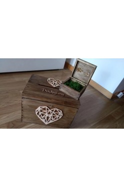 Drewniany zestaw: pudełko na koperty + pudełko na obrączki