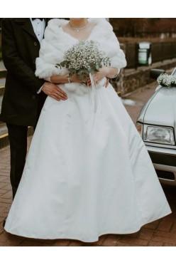 Suknia ślubna ivory złamana biel prosta atłas plus size