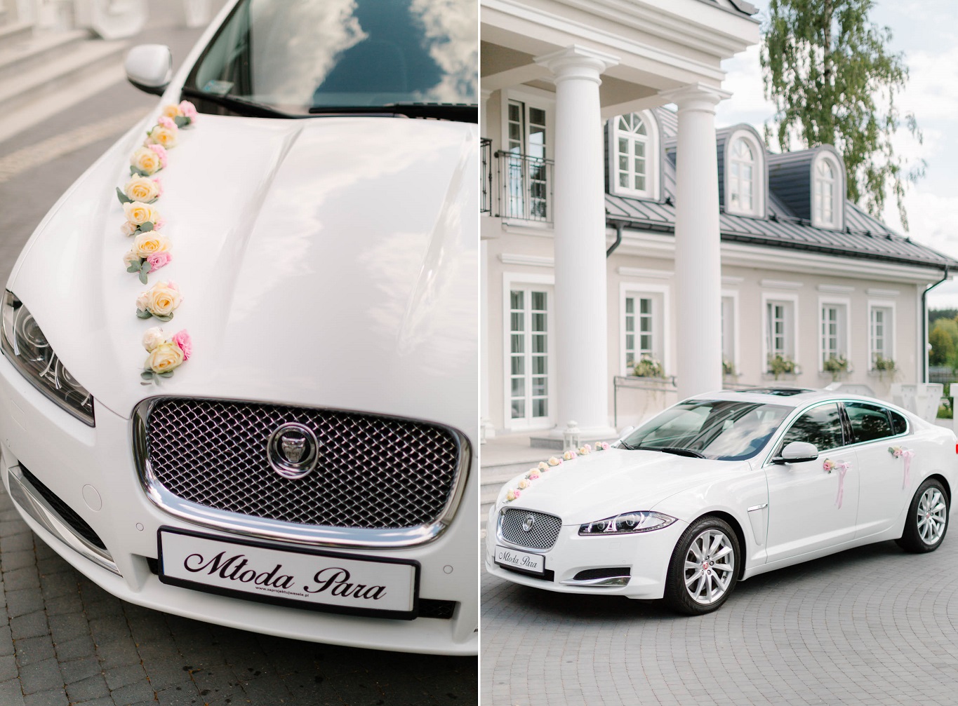 biały jaguar do ślubu