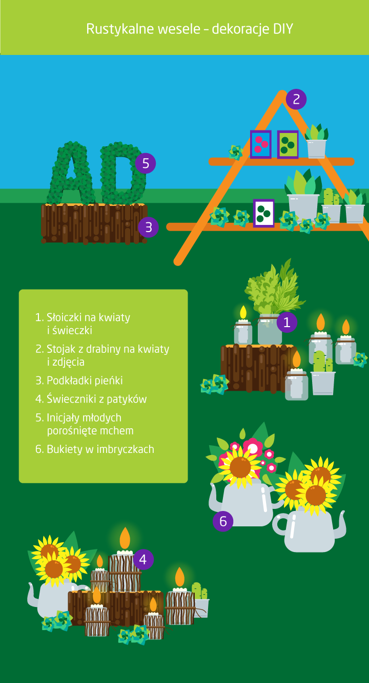 Oryginalne dekoracje ślubne DIY