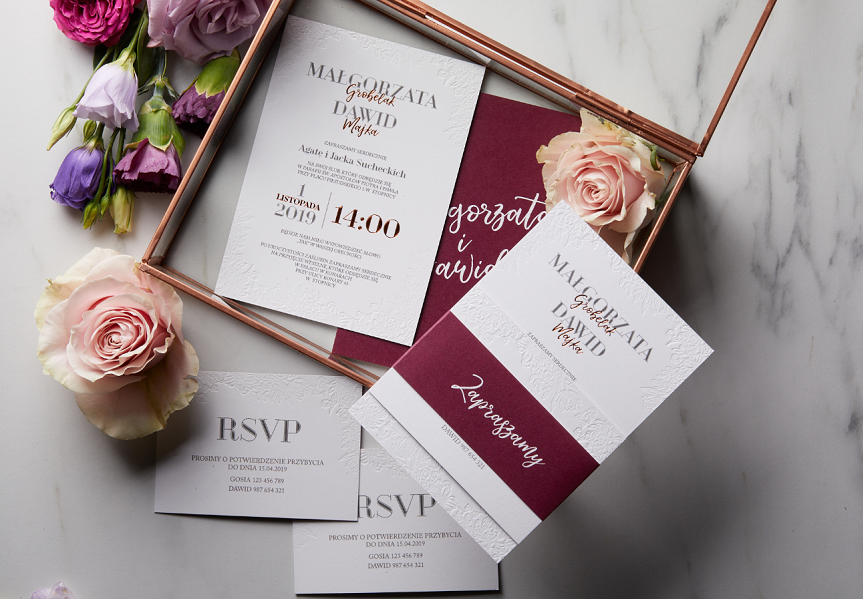 zaproszenia ślubne fiolet love Invitations slubnaglowie.pl