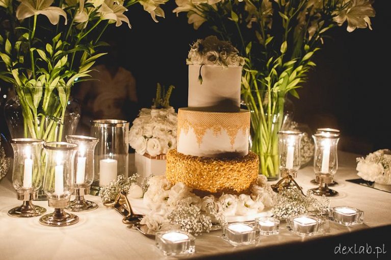 Złoty tort weselny u Zuzi i Pawła